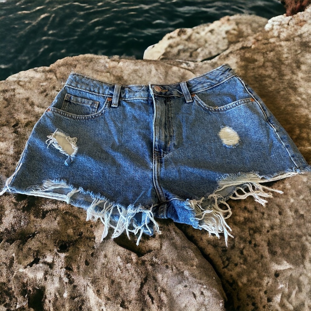 blue denim shorts